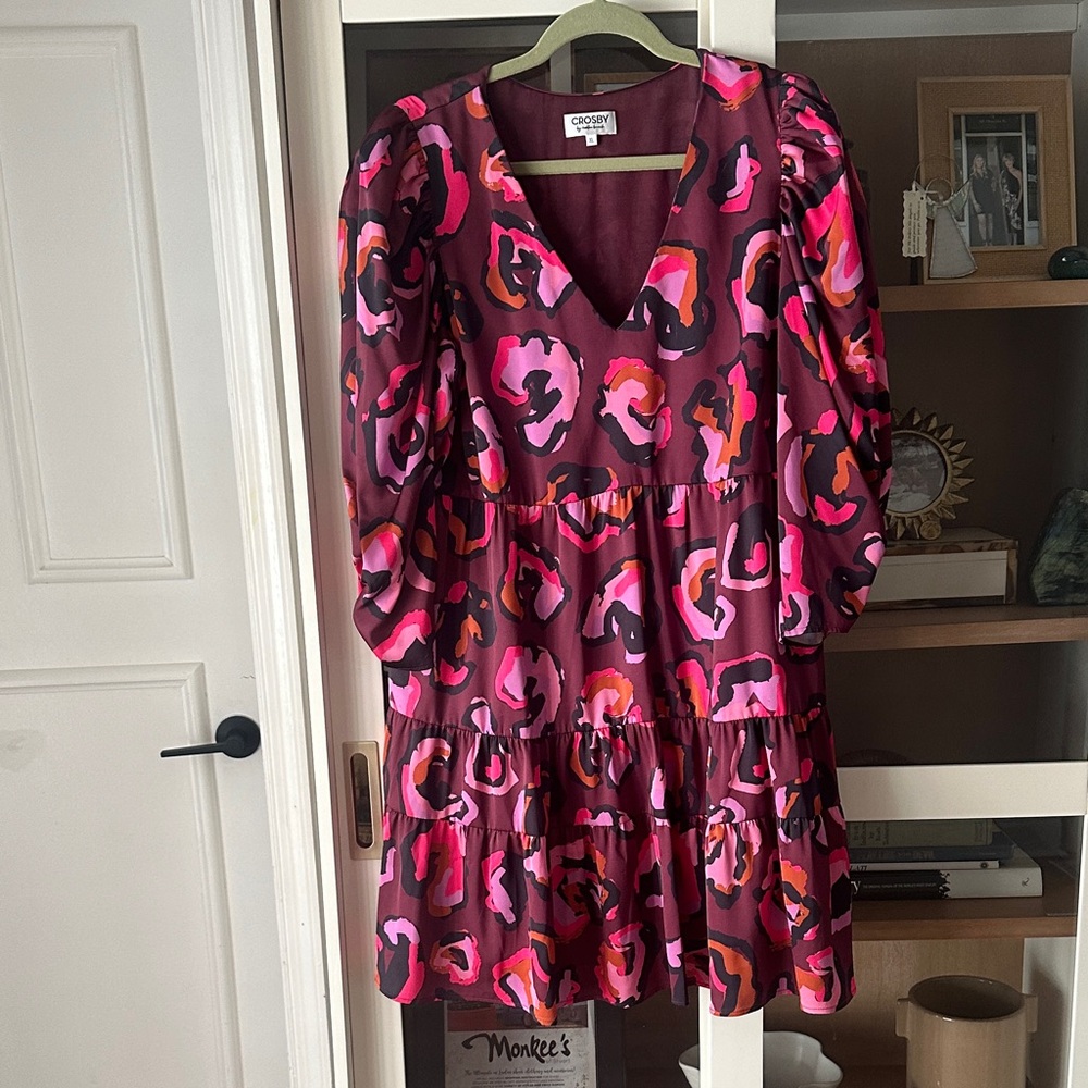 CROSBY by Mollie Burch Pink and Burgundy Printed Mini Dress